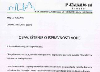 Obavještenje o ispravnosti vode